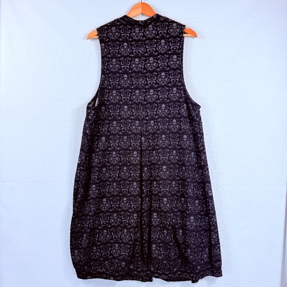 Nyah Longline Vest Womens Large Black Damask Witchy Edgy Goth Victorian Layering - Picture 3 of 8